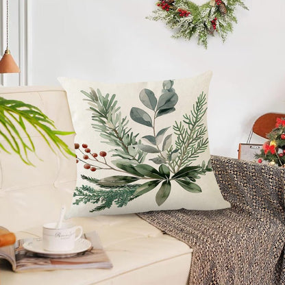 Christmas Pinecone Pillow Cover – 45×45cm Linen Cushion Case | Holiday Sofa & Home Décor – style 1 Holiday Decor for christmas (4 view)