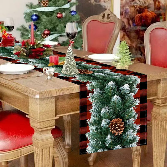 Christmas Red & Black Checkered Table Runner – 33×183cm White Hemp | Holiday Party Décor – Style 1 Holiday Decor for Buffalo Plaid (2 view)
