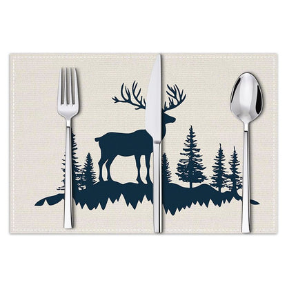 Christmas Reindeer Linen Placemat – 30×45cm Rectangular Holiday Table Mat | Dining & Kitchen Décor – style 4 Holiday Decor for christmas (9 view)