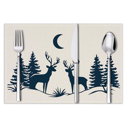Christmas Reindeer Linen Placemat – 30×45cm Rectangular Holiday Table Mat | Dining & Kitchen Décor – style 3 Holiday Decor for christmas (8 view)