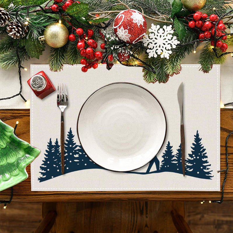 Christmas Reindeer Linen Placemat – 30×45cm Rectangular Holiday Table Mat | Dining & Kitchen Décor – style 1 Holiday Decor for christmas (3 view)