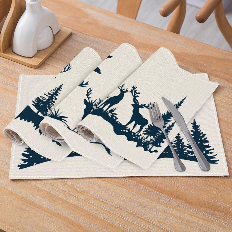 Christmas Reindeer Linen Placemat – 30×45cm Rectangular Holiday Table Mat | Dining & Kitchen Décor – style 1 Holiday Decor for christmas (4 view)