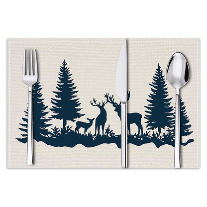 Christmas Reindeer Linen Placemat – 30×45cm Rectangular Holiday Table Mat | Dining & Kitchen Décor – style 2 Holiday Decor for christmas (7 view)