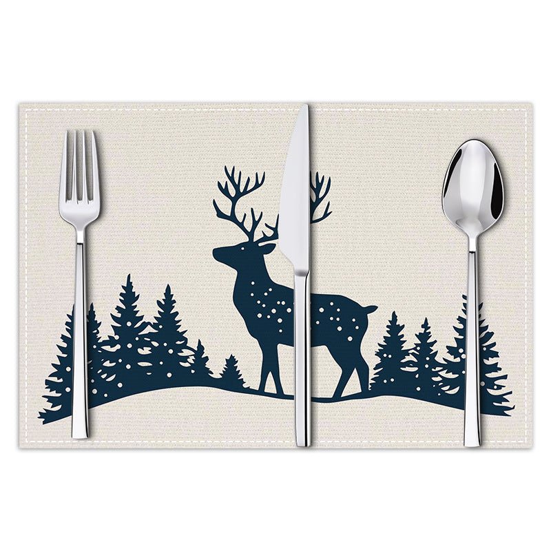 Christmas Reindeer Linen Placemat – 30×45cm Rectangular Holiday Table Mat | Dining & Kitchen Décor – style 1 Holiday Decor for christmas (6 view)