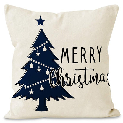 Christmas Tree & Snowflake Pillow Cover – 45×45cm Linen Cushion Case | Holiday Decor – Style 1 Holiday Decor for christmas (6 view)