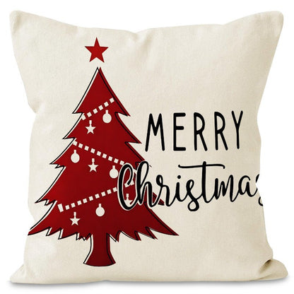 Christmas Tree & Snowflake Pillow Cover – 45×45cm Linen Cushion Case | Holiday Decor – Style 6 Holiday Decor for christmas (11 view)