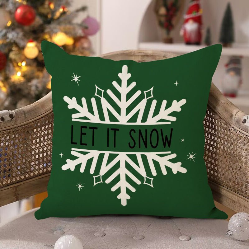 Christmas Tree & Snowflake Pillow Cover – 45×45cm Linen Cushion Case | Holiday Decor – Style 1 Holiday Decor for christmas (3 view)