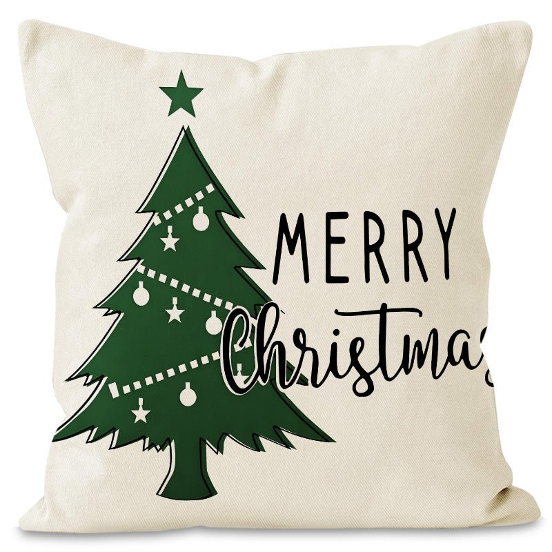 Christmas Tree & Snowflake Pillow Cover – 45×45cm Linen Cushion Case | Holiday Decor – Style 3 Holiday Decor for christmas (8 view)