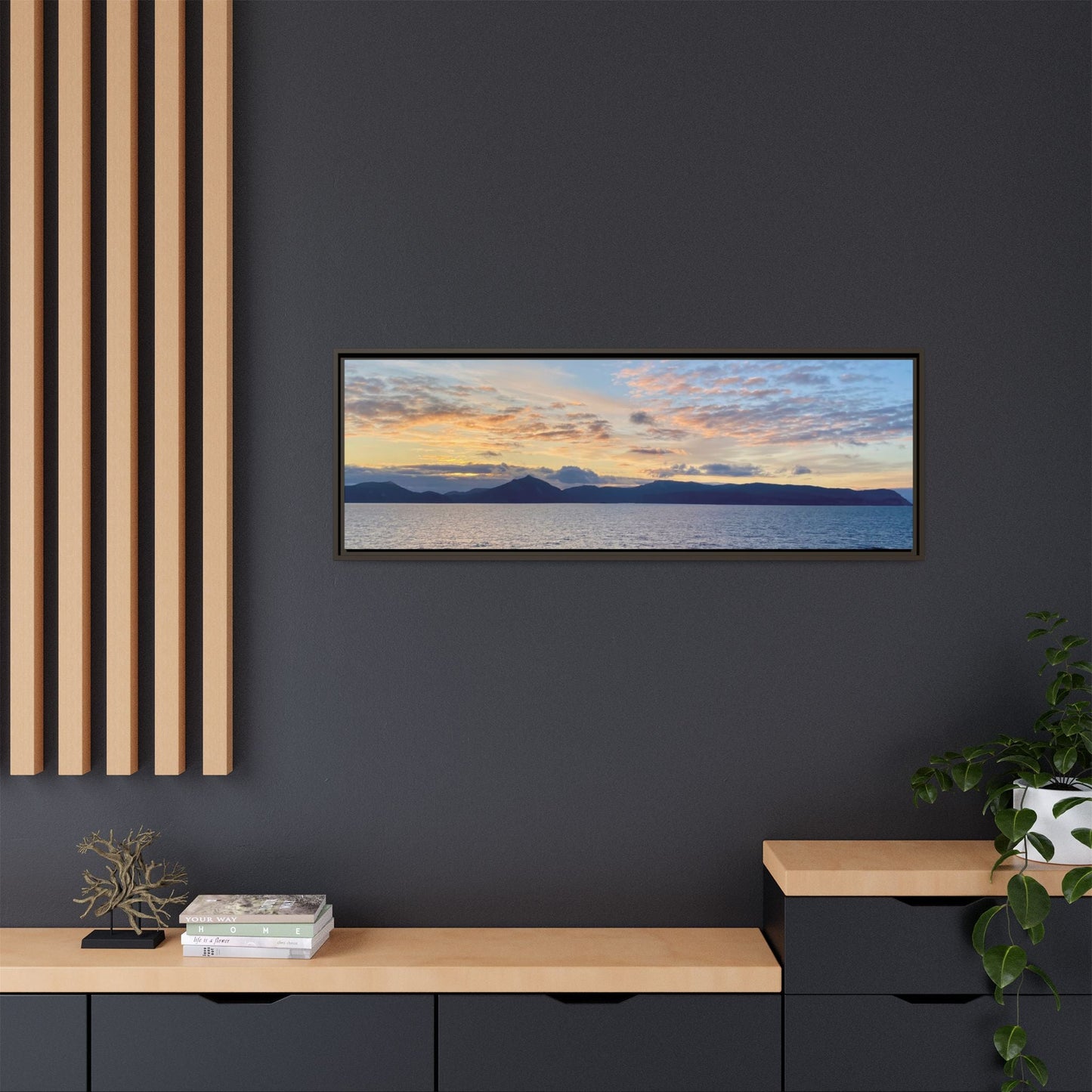 Coastal Sunrise Canvas Wall Art – Tranquil Ocean View for Home or Office | Landscape Photography Print – 36" x 12" (Horizontal) Canvas for art print framed (14 view)