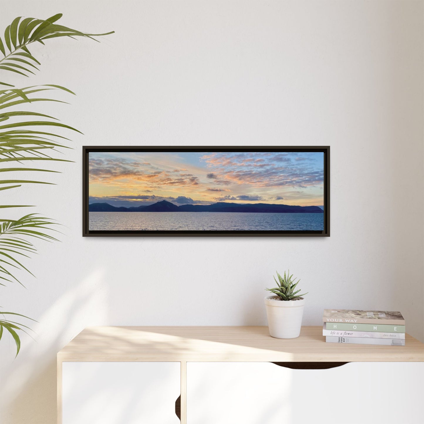 Coastal Sunrise Canvas Wall Art – Tranquil Ocean View for Home or Office | Landscape Photography Print – 36" x 12" (Horizontal) Canvas for art print framed (22 view)