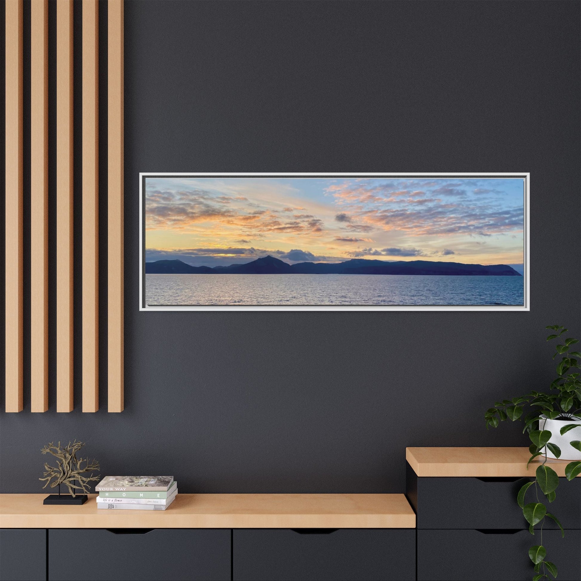 Coastal Sunrise Canvas Wall Art – Tranquil Ocean View for Home or Office | Landscape Photography Print – 36" x 12" (Horizontal) Canvas for art print framed (32 view)