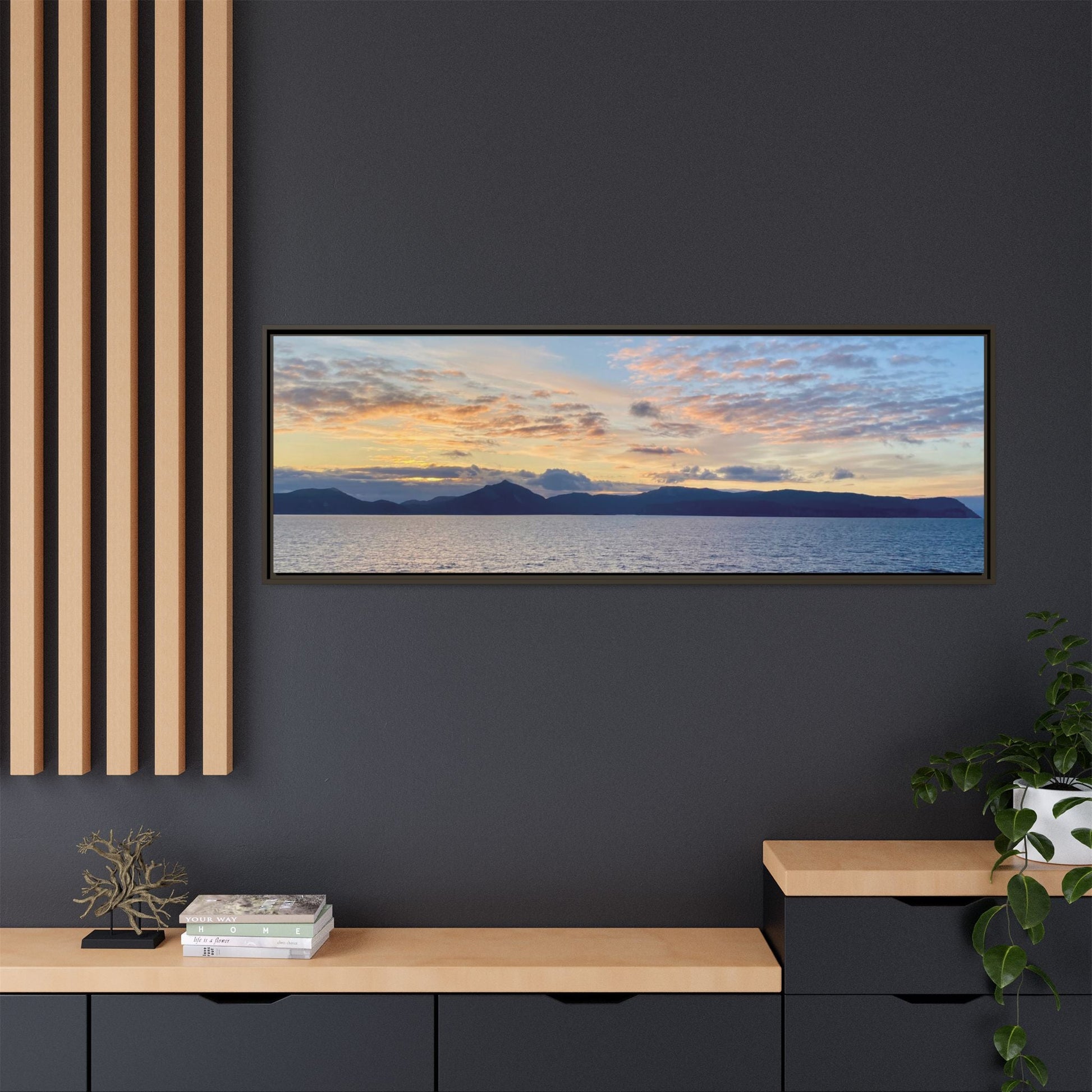 Coastal Sunrise Canvas Wall Art – Tranquil Ocean View for Home or Office | Landscape Photography Print – 36" x 12" (Horizontal) Canvas for art print framed (29 view)