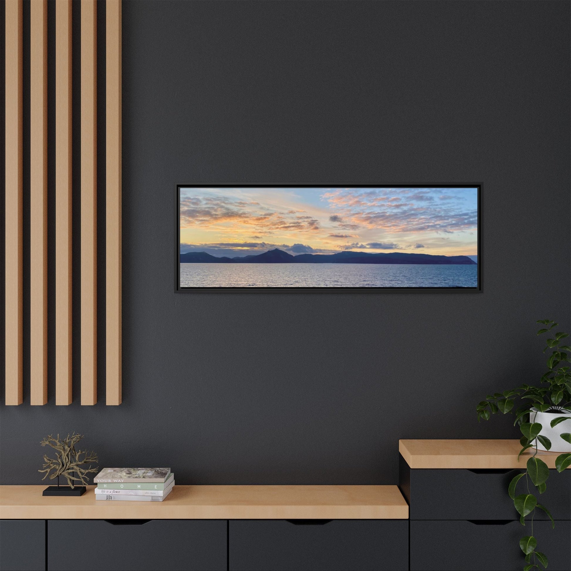 Coastal Sunrise Canvas Wall Art – Tranquil Ocean View for Home or Office | Landscape Photography Print – 36" x 12" (Horizontal) Canvas for art print framed (11 view)
