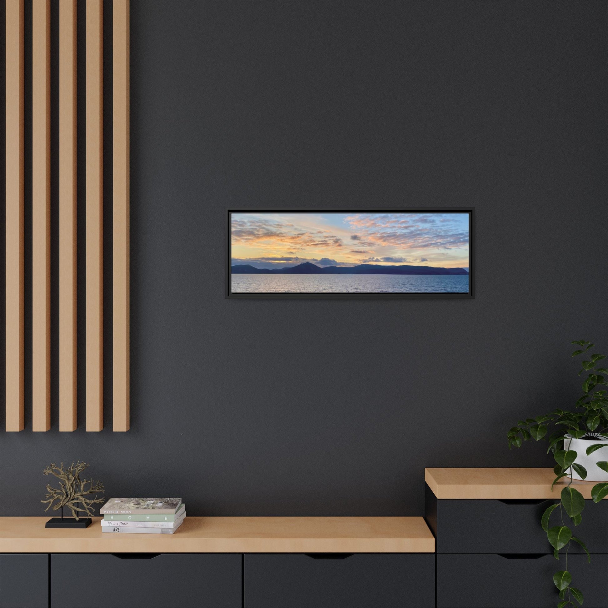 Coastal Sunrise Canvas Wall Art – Tranquil Ocean View for Home or Office | Landscape Photography Print – 36" x 12" (Horizontal) Canvas for art print framed (20 view)
