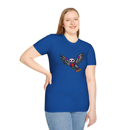 Sugar Skull Owl Tee – Colorful Day of the Dead Vibes | Graphic T-Shirts – Royal T-Shirt for boho style shirt (31 view)