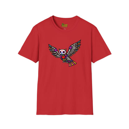 Sugar Skull Owl Tee – Colorful Day of the Dead Vibes | Graphic T-Shirts – Red T-Shirt for boho style shirt (42 view)