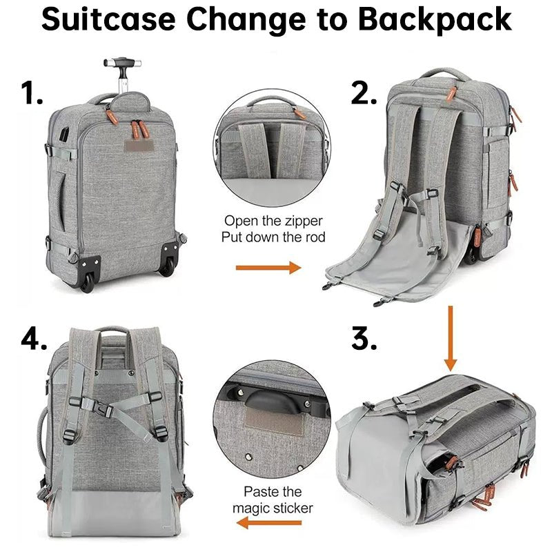 Convertible Travel Backpack — Water - Resistant, Flight - Friendly Carry - On with Laptop Sleeve | Hiking/Business – Pink Backpack for business travel (11 view)