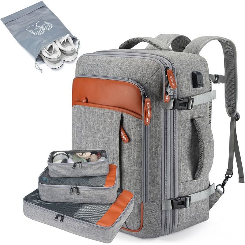 Convertible Travel Backpack — Water - Resistant, Flight - Friendly Carry - On with Laptop Sleeve | Hiking/Business – Grey Backpack for business travel (6 view)