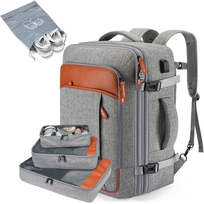 Convertible Travel Backpack — Water - Resistant, Flight - Friendly Carry - On with Laptop Sleeve | Hiking/Business – Grey Backpack for business travel (6 view)