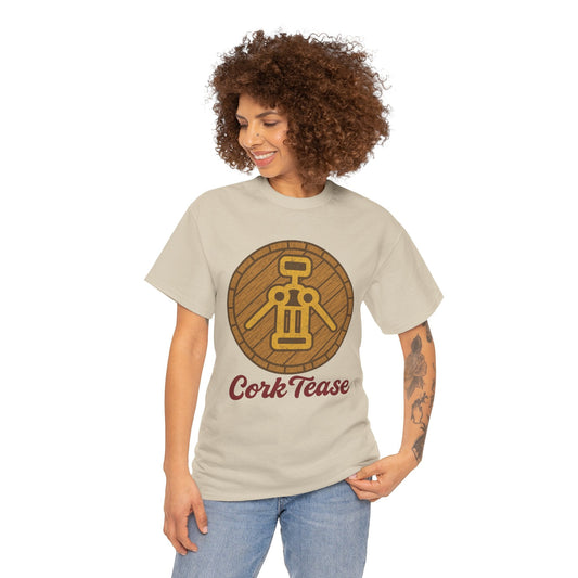 Cork Tease Unisex Heavy Cotton Tee - Fun Gift for Wine Lovers, Casual Wear, Party Shirt, Unique Friend Gift, Quirky Humor Tee – Charcoal T-Shirt for casual party outfit (1 view)