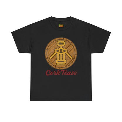 Cork Tease Unisex Heavy Cotton Tee - Fun Gift for Wine Lovers, Casual Wear, Party Shirt, Unique Friend Gift, Quirky Humor Tee – Black T-Shirt for casual party outfit (4 view)