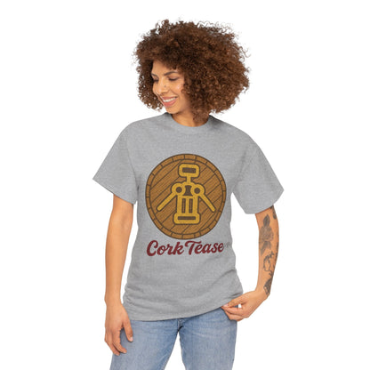 Cork Tease Unisex Heavy Cotton Tee - Fun Gift for Wine Lovers, Casual Wear, Party Shirt, Unique Friend Gift, Quirky Humor Tee – Sport Grey T-Shirt for casual party outfit (9 view)