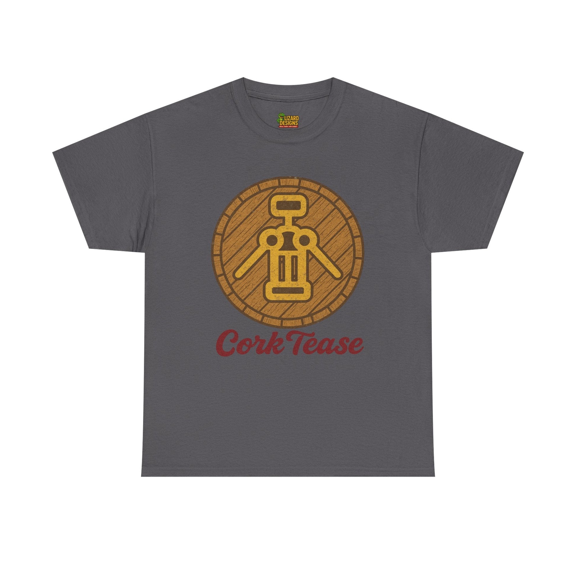 Cork Tease Unisex Heavy Cotton Tee - Fun Gift for Wine Lovers, Casual Wear, Party Shirt, Unique Friend Gift, Quirky Humor Tee – Charcoal T-Shirt for casual party outfit (13 view)