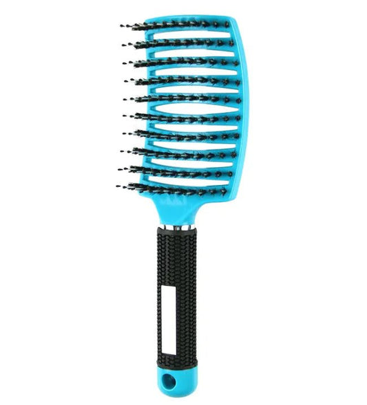 Curved Bristle Massage Comb Multifunctional Styling For – Blue Hair Brush for glow - up collection (2 view)