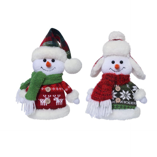 Cute Christmas Snowman Sitting Doll – Window Display & Holiday Decoration | 21cm – Long hat style Christmas Ornament for Christmas Doll (1 view)