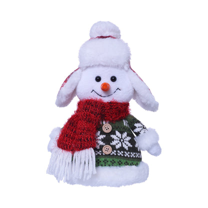 Cute Christmas Snowman Sitting Doll – Window Display & Holiday Decoration | 21cm – Round hat style Christmas Ornament for Christmas Doll (6 view)