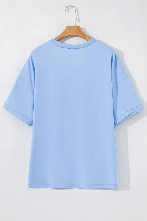 Sequined American Flag Dropped Shoulder T Shirt – Light Blue for Shopify Collective (4 view)