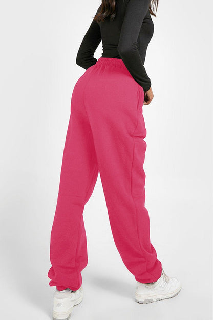 Simply Love Full Size Drawstring DAY YOU DESERVE Graphic Long Sweatpants – Deep Rose Bottoms for Shopify Collective (3 view)