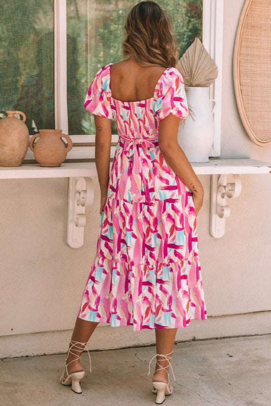 Dalia Smocked Ruffle Tiered Dress – Pink Dresses/Midi Dresses for Shopify Collective (2 view)