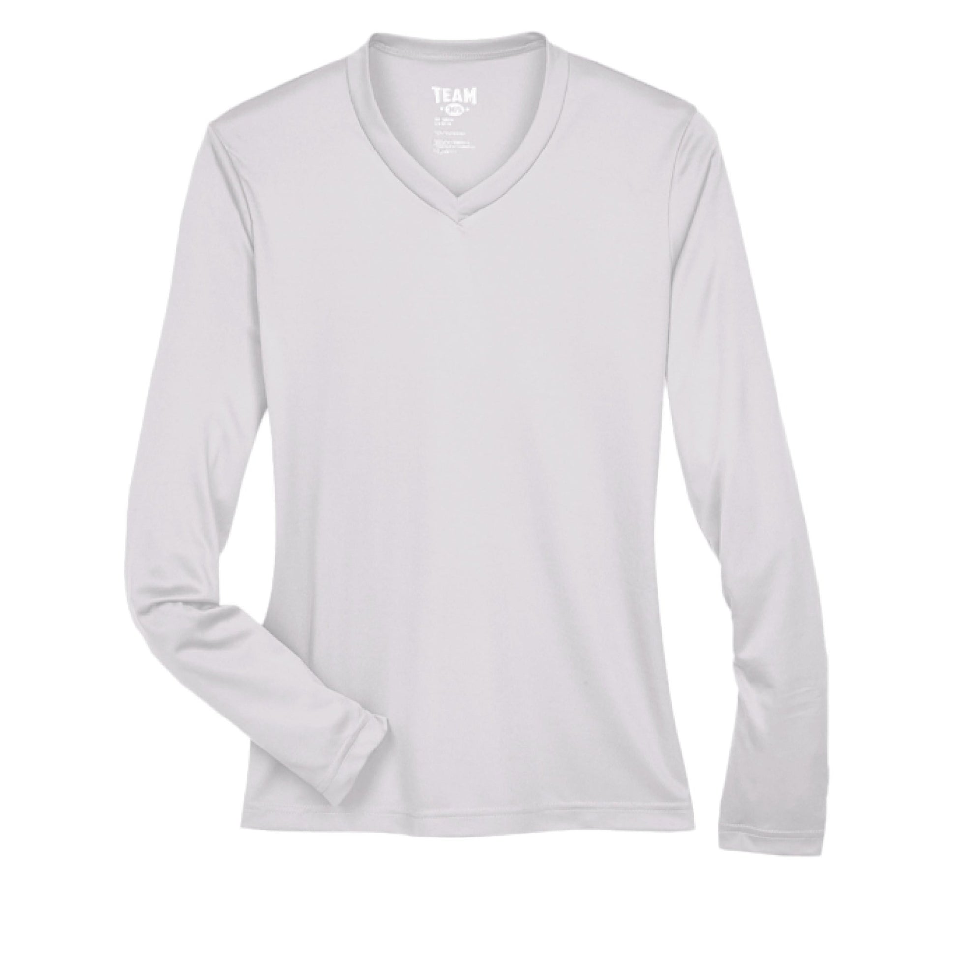 Day of the Dead Chihuahua – Sugar - Skull V - Neck Performance Tee | Women’s Long Sleeve – WHITE activewear for Apparel (1 view)