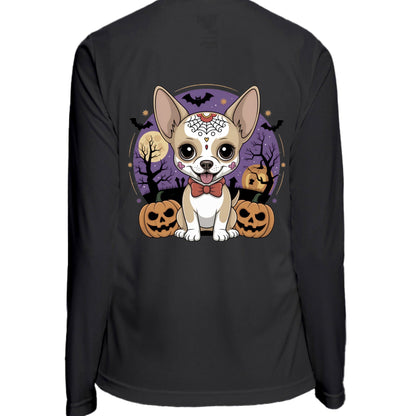 Day of the Dead Puppy – Ladies Zone Performance Quarter - Zip Pullover – BLACK Outerwear for Apparel (11 view)