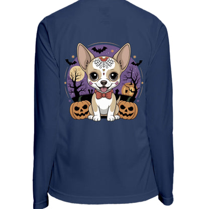 Day of the Dead Puppy – Ladies Zone Performance Quarter - Zip Pullover – SPORT DARK NAVY Outerwear for Apparel (9 view)