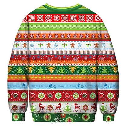 Dog Digital Print Crew Neck – Festive Pet Lovers Pullover | Funny Christmas Sweatshirt – Green A Sweatshirt for Animal Print (6 view)