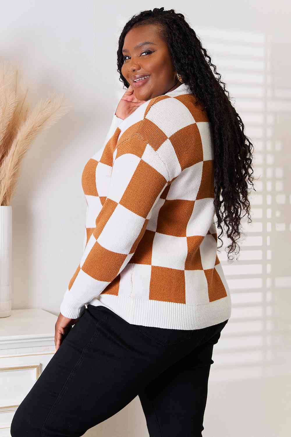 Double Take Button - Up V - Neck Dropped Shoulder Cardigan – Camel for Double Take (9 view)