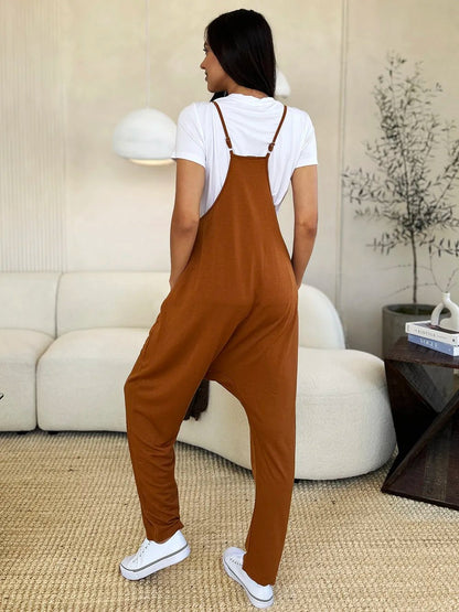 Double Take Full Size Sleeveless V - Neck Pocketed Jumpsuit – Caramel Apparel by Double Take