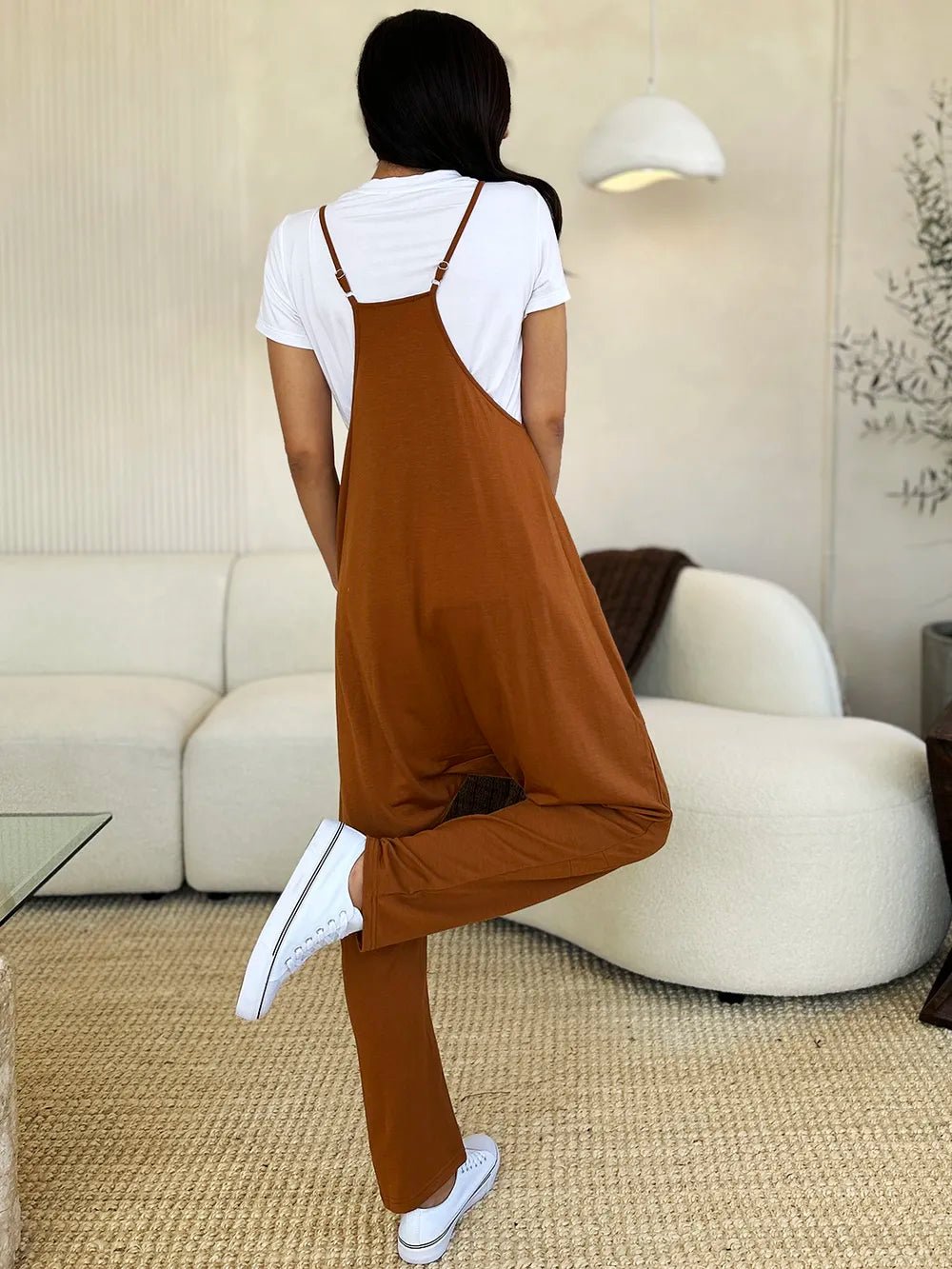 Double Take Full Size Sleeveless V - Neck Pocketed Jumpsuit – Caramel Apparel by Double Take