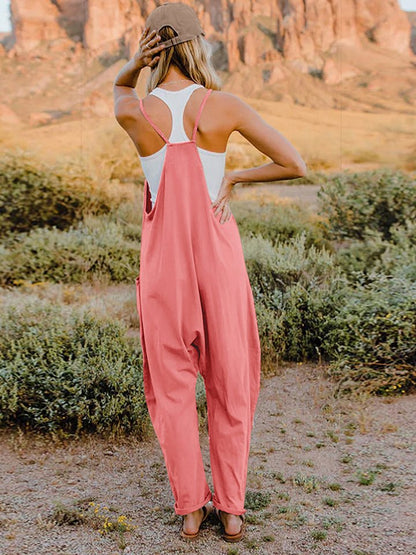 Double Take Full Size Sleeveless V - Neck Pocketed Jumpsuit – Coral Apparel by Double Take
