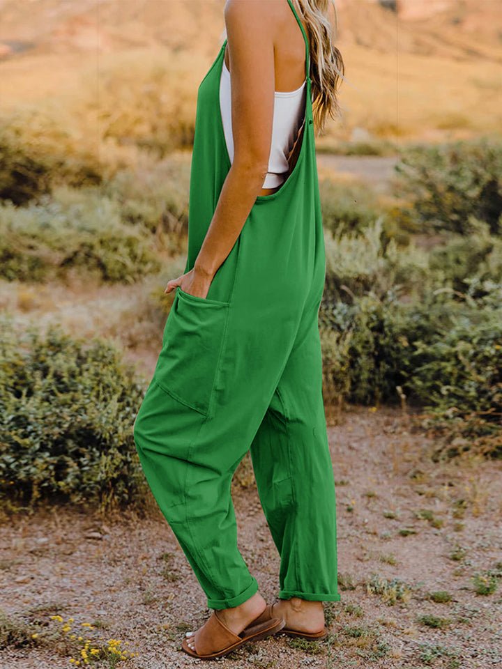 Double Take Full Size Sleeveless V - Neck Pocketed Jumpsuit – Green Apparel by Double Take