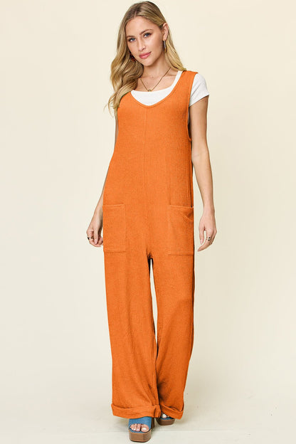 Double Take Full Size Texture Sleeveless Wide Leg Jumpsuit – Tangerine Apparel by Double Take