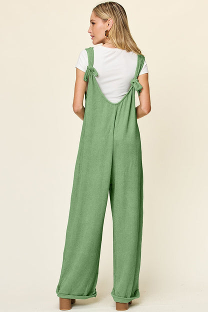 Double Take Full Size Texture Sleeveless Wide Leg Jumpsuit – Light Green Apparel by Double Take