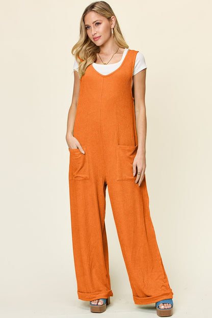 Double Take Full Size Texture Sleeveless Wide Leg Jumpsuit – Tangerine Apparel by Double Take