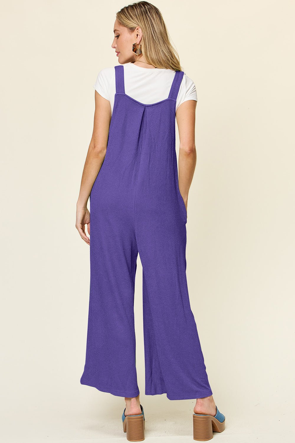Double Take Full Size Texture Sleeveless Wide Leg Overall – Indigo Apparel by Double Take