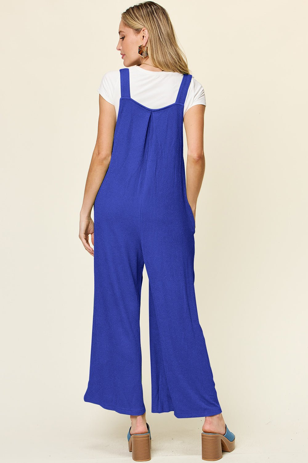 Double Take Full Size Texture Sleeveless Wide Leg Overall – Royal Blue Apparel by Double Take