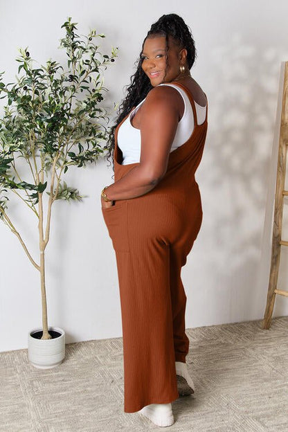 Double Take Full Size Wide Strap Overall with Pockets – Ochre by Double Take