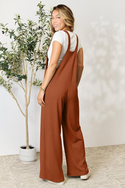 Double Take Full Size Wide Strap Overall with Pockets – Ochre by Double Take