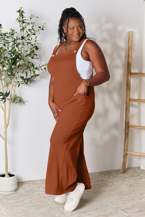 Double Take Full Size Wide Strap Overall with Pockets – Ochre by Double Take